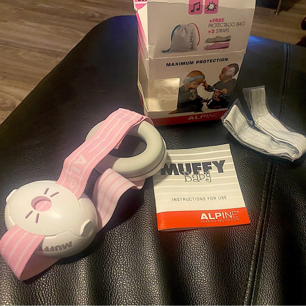 Alpine Baby Muffy Pink and White Infant Ear Protection Headband